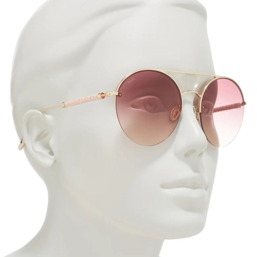 NWT Tod's Women's 56mm Round Sunglasses Rose